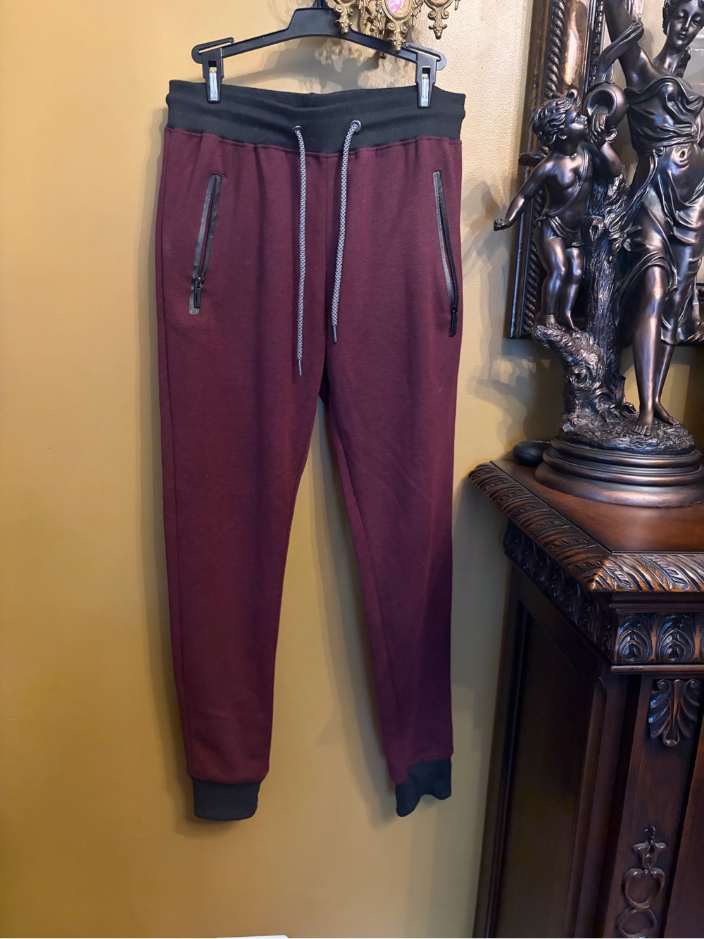 Galaxy By Harvic Maroon Jogger Sweatpants with Black Waistband